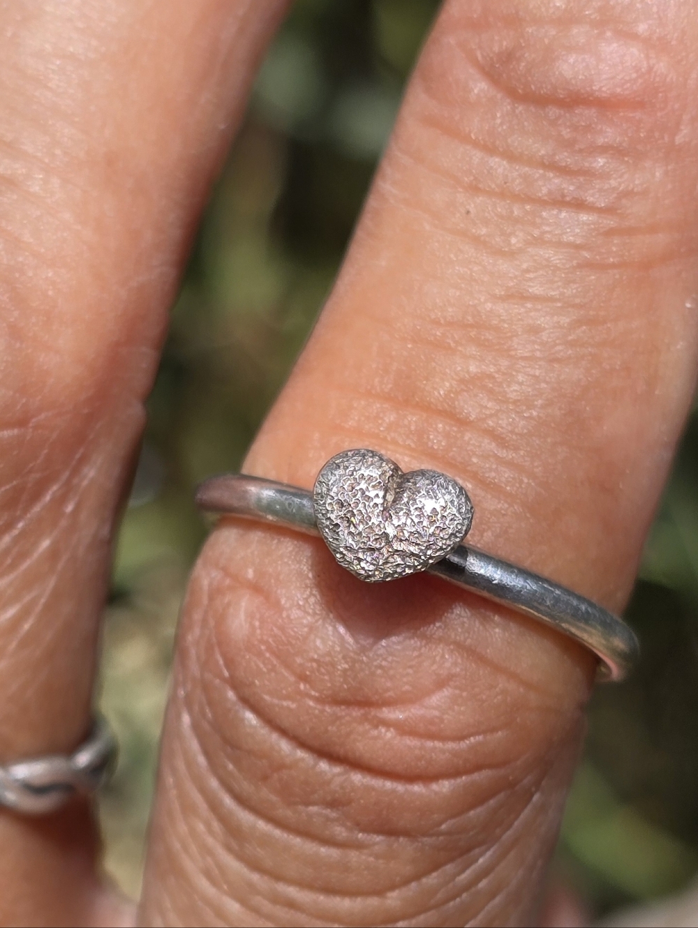 Danish designer Søren Peter Jensen frosted pitted heart 925 sterling silver ring